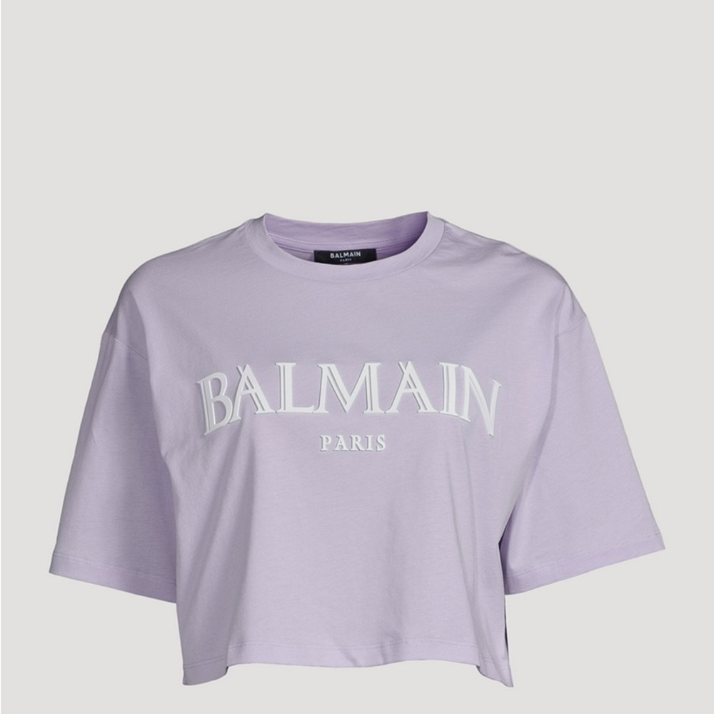 Balmain Light Purple Cropped Tee🪻